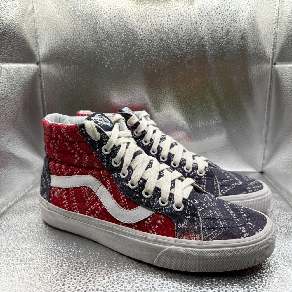 Size 8M/9.5W VANS SK8-Hi Reissue Red Blue Unisex‎ High Top Lace-Up Sneakers